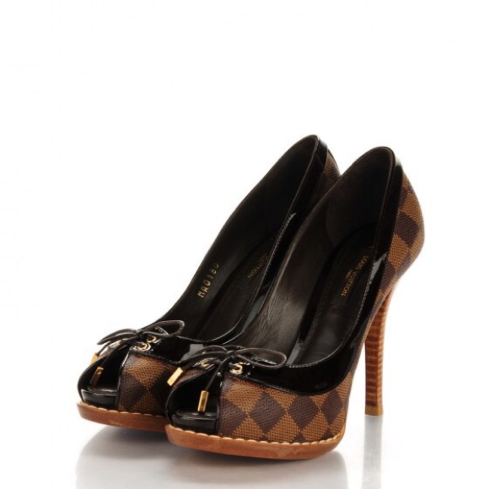LOUIS VUITTON Damier Ebene Palm Beach Toe Pump 41